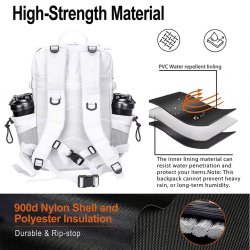 Nordic Army Laser Cut Gym Rygsæk - White- 45Liter
