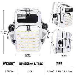 Nordic Army Laser Cut Gym Rygsæk - White- 45Liter