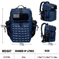 Nordic Army Laser Cut Gym Rygsæk - Navy Blue- 45Liter