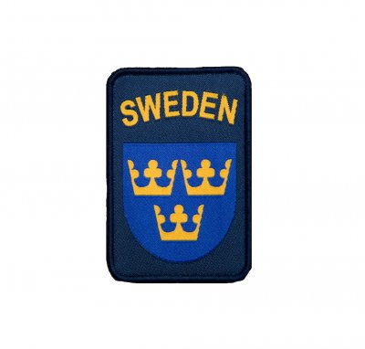 Svensk militär tygmärke med kardborre i Blå SWEDEN
