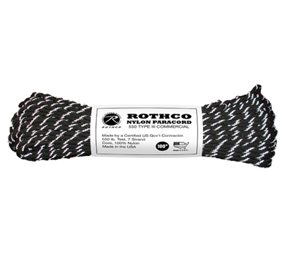Paracord US Original Svart/Vit Reflex 30meter