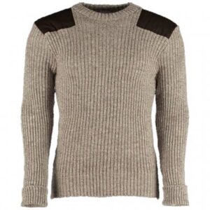 Woolly Pully Military Nato Knitwear - Heather Brown Mix