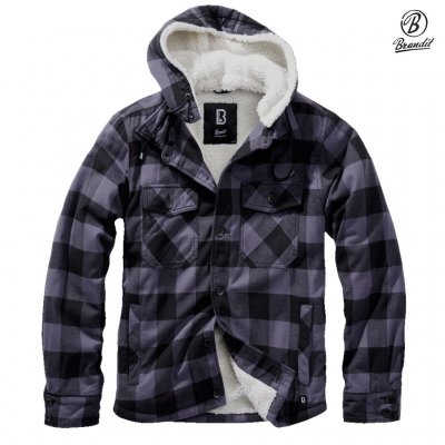Brandit Lumberjacket hooded Fur - Gray/Black
