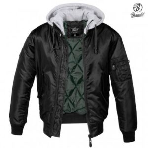 Brandit MA1 Sweat Hooded Jakke - Sort/Grå