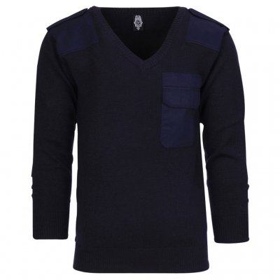 Fostex Garments Pullover V-neck 50% wool -Navy Blue