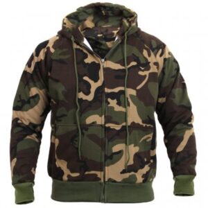 Rothco Hættetrøje i washed woodland med foer og lynlås