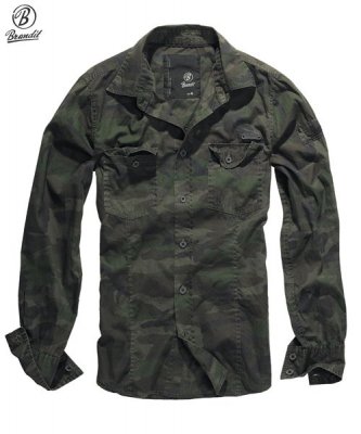 Brandit Slimfit Shirt Woodland Camo
