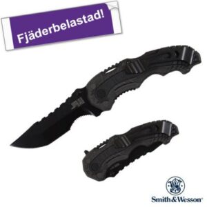 Amerikansk Smith & Wesson Military/Police Fjäderbelastad kniv Grå/Sort