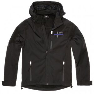 Brandit Softshelljakke Hurricane SWE Thin Blue Line  - Black