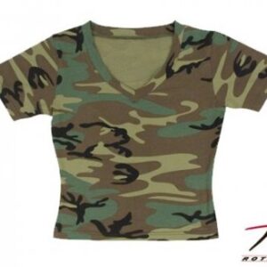 WOMEN WOODLAND CAMO S/S V-NECK T-SHIRT