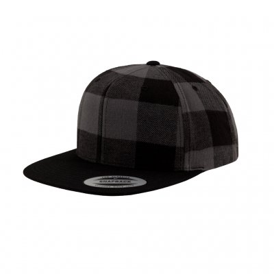 Checked Flanell Snapback Cap - Grå