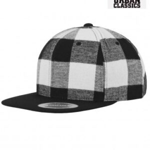 Checked Flanell Snapback Cap - White