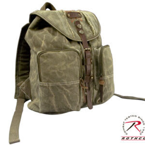 Vintage Stone Vasket rygsæk med læderdetaljer