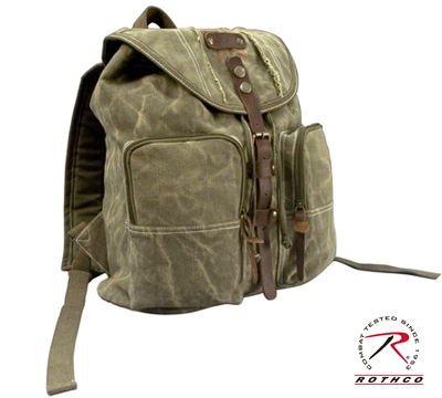 Vintage Stone Vasket rygsæk med læderdetaljer