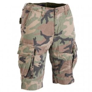 Miltec Vintage Stonewashed Shorts - Woodland Camo