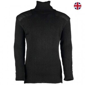 Woolly Pully Roll Neck Sweater 100% Wool - Black